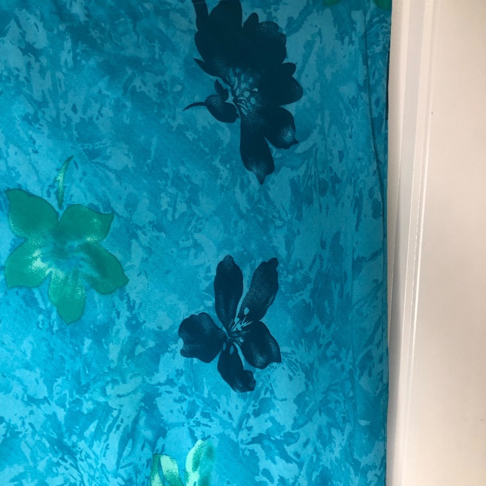 VINTAGE Y2K Fairy Floral Hawaii Tropical Ruffle Midi Skirt Blue and Green XL - Picture 6 of 11